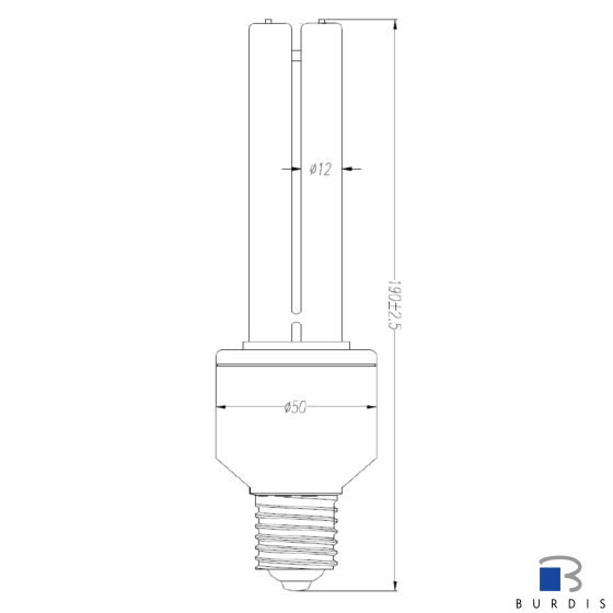 Burdis UV lamp for knife sanitizers size