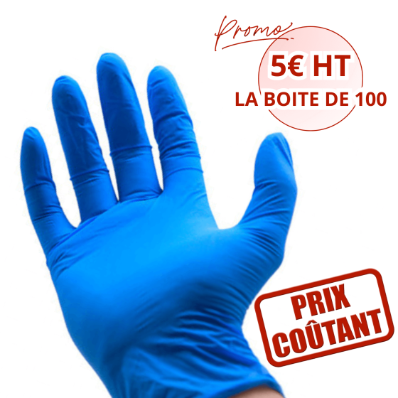 Disposable blue nitrile gloves - box of 100 units