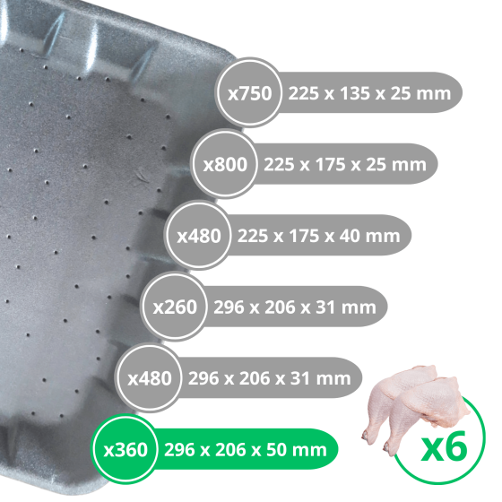 Package of Black EPS Absorbent Trays