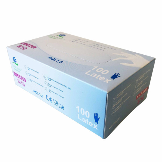 Disposable blue latex gloves - case of 1000 units